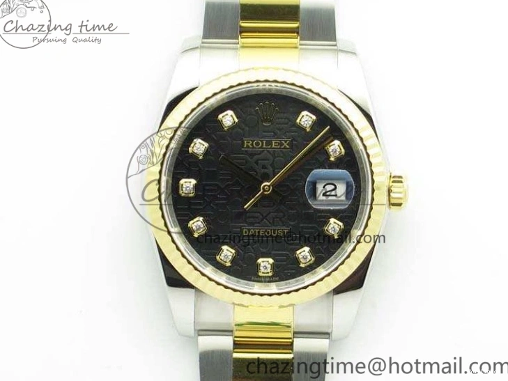 Oyster Fluted V2 Datejust 116234 Bracelet On 1:1 Best DJF 36mm Edition Black YG SS SA3135 Dial Com 0101